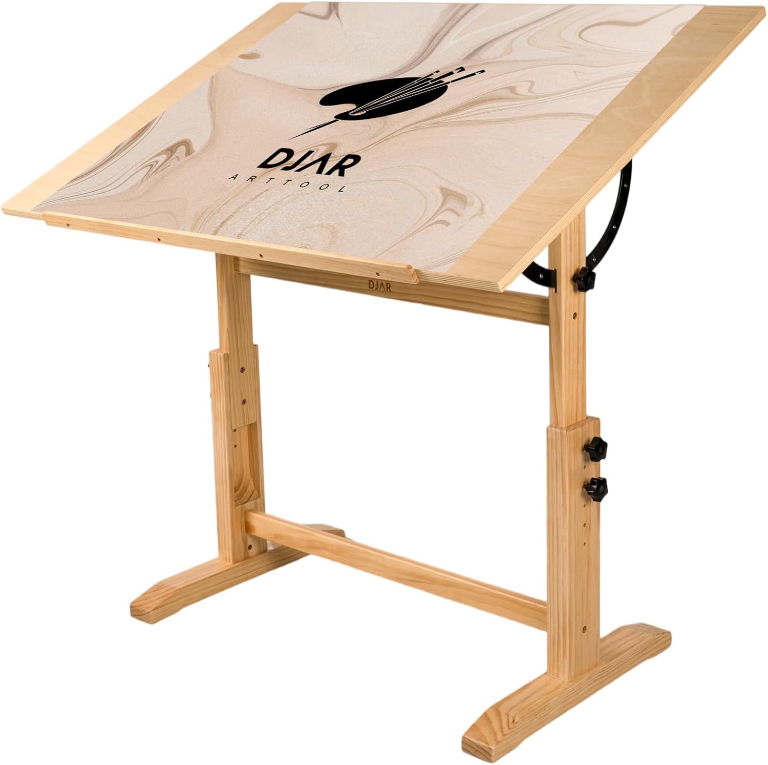 DJAR Table à dessin réglable en bois, 106,7 x 76,2 cm, bureau d'artiste pour peinture, croquis, écriture, naturel