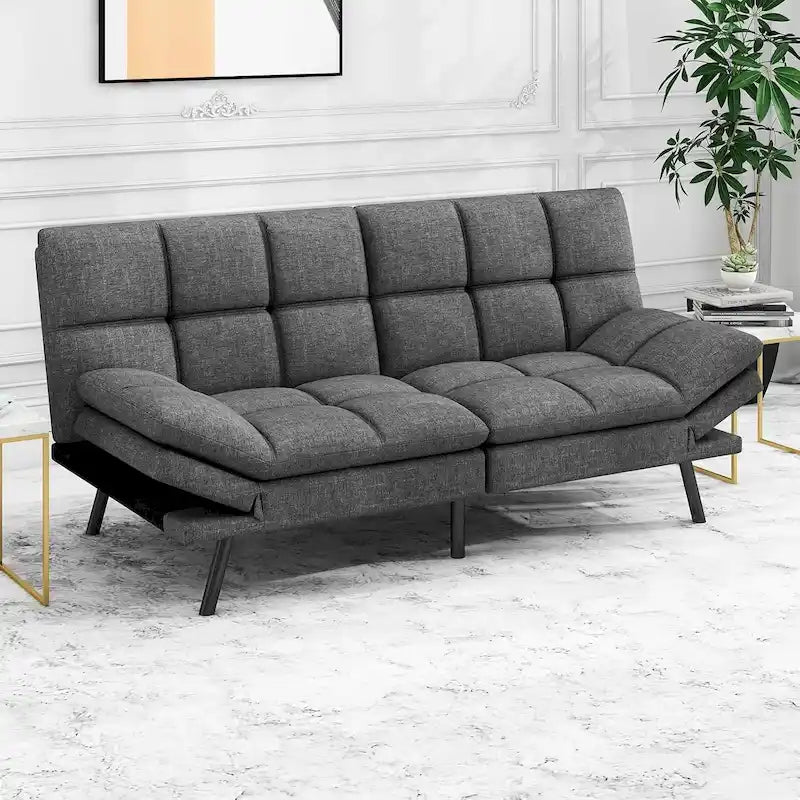 Memory Foam Futon Couch Bed Convertible Sofa with Adjustable Splitback for Compact Living Space – Image 3