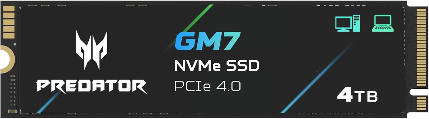 acer Predator GM7 4TB Disco SSD 7400MB/S NVMe PCIe 4.0 M.2 Gen4