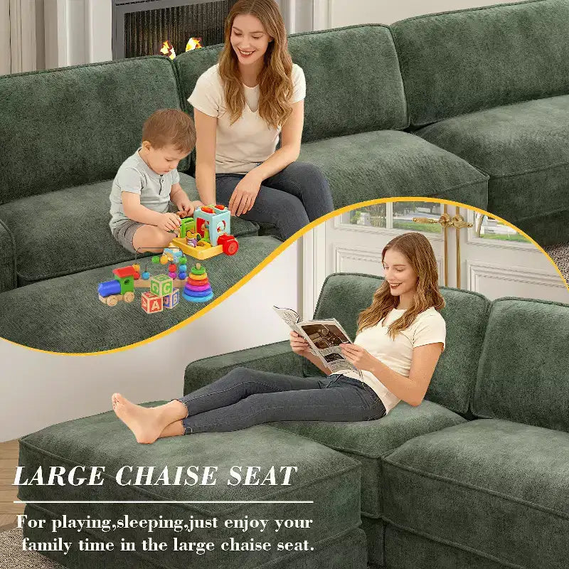 Dyonery 158 Extra Large Modular Sectional Sofa, CHENILLE Fabric with Deep Seat, Tool-Free Assembly – Image 7