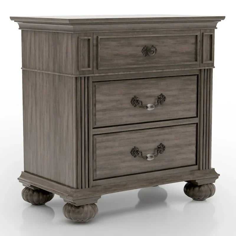 5-Piece Traditional Poster Bedroom Set, Grey Wood Finish, Classic Style – Image 15