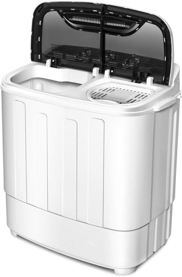 Giantex Compact 13 Lbs Mini double machine à laver et sèche-linge 23 L 14 W 27 H Blanc / noir – Image 16