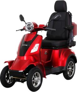 Scooter électrique 4 roues de mobilité pour senior et PMR, confort, sécurité et stabilité – RIDE66 RC60 (Rouge, Siège Capitaine)