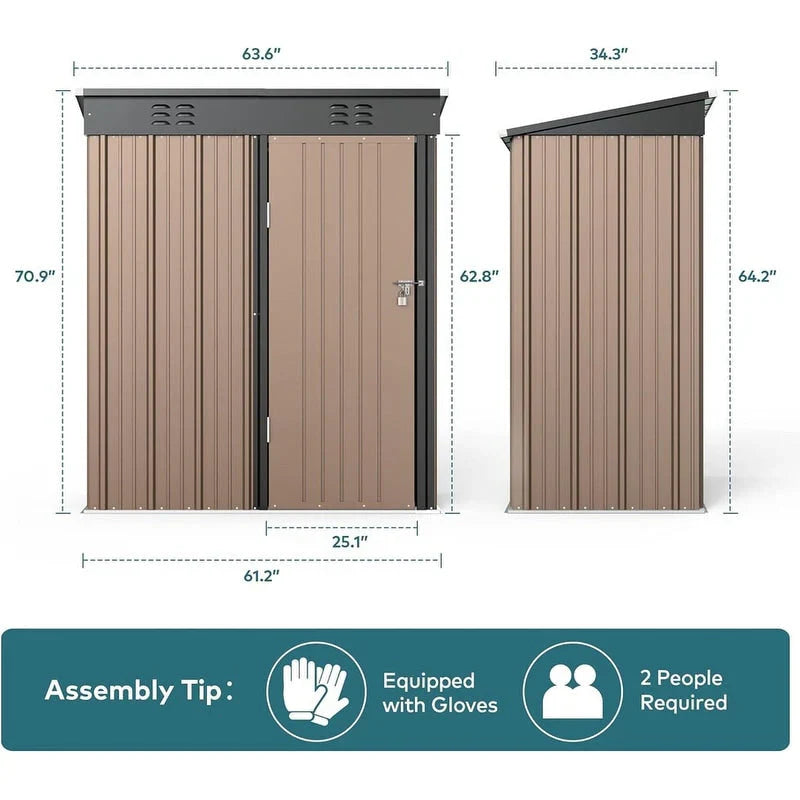 Outdoor Storage Metal Shed Garden Tool Shed with Lockable Door for Patio Furniture and Tools – Image 16