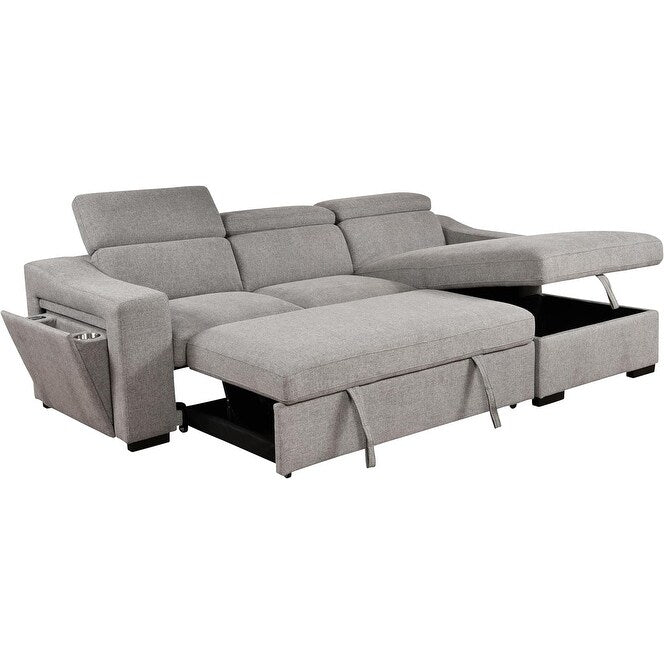 Roomfitters 103 Convertible Sectional Sofa with Storage Chaise, Adjustable Headrests, L-Shaped Sleeper Corner Sofa – Image 4