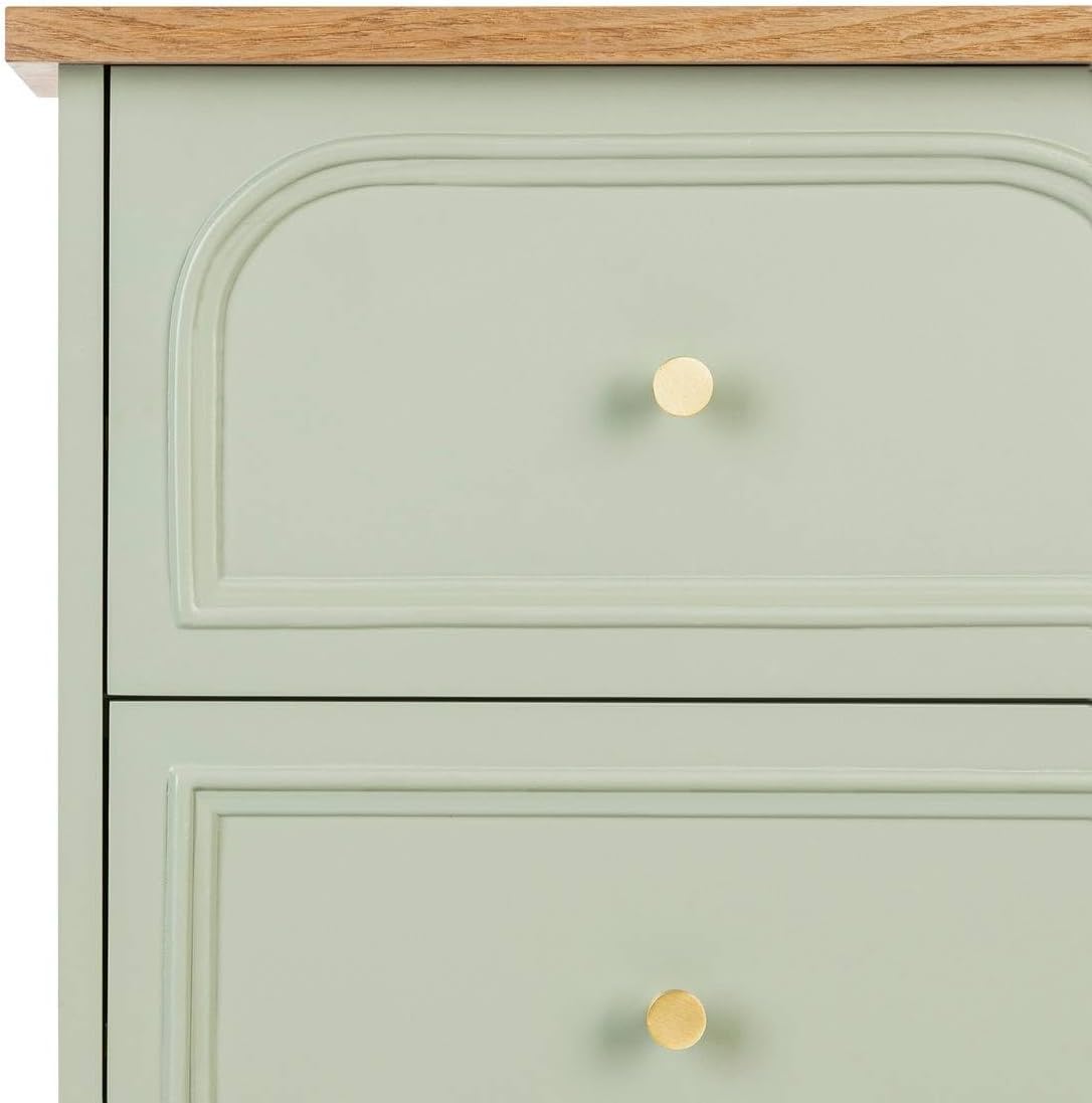Atmosphera - Chiffonnier Mohea 5 Tiroirs Vert Céladon et Bois, L 45 x H 113 cm - Meuble de Rangement pour Chambre, Salon, Entrée – Image 4