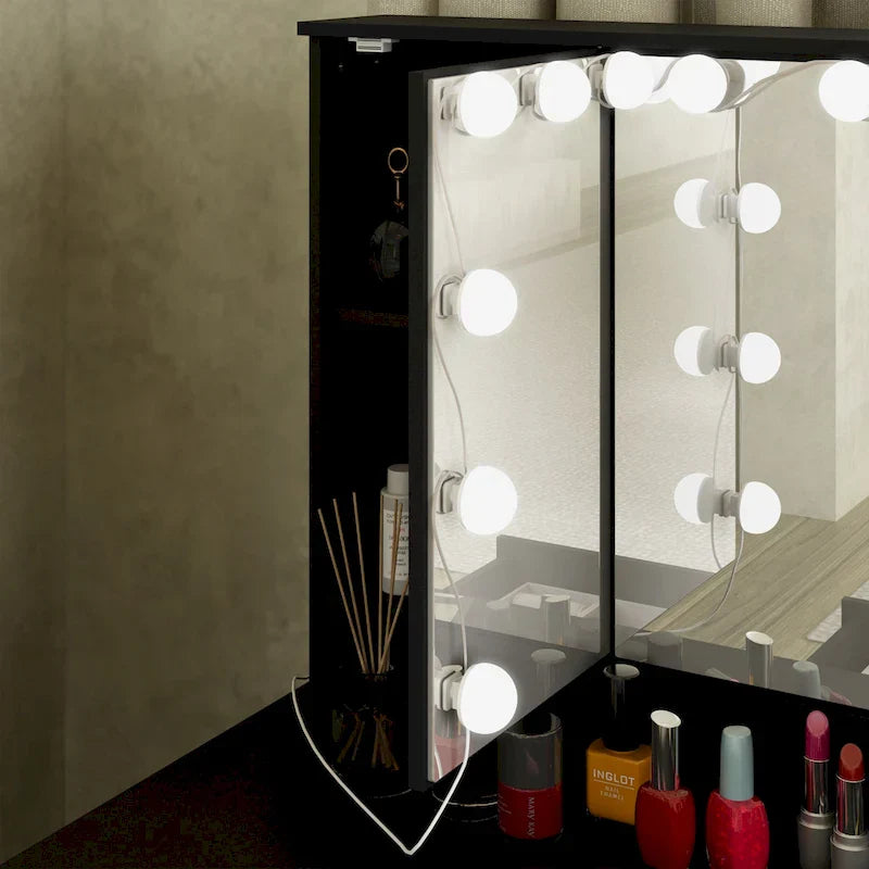 Luxurious LED Makeup Vanity with 9 Drawers Elegant Makeup Station – Image 24