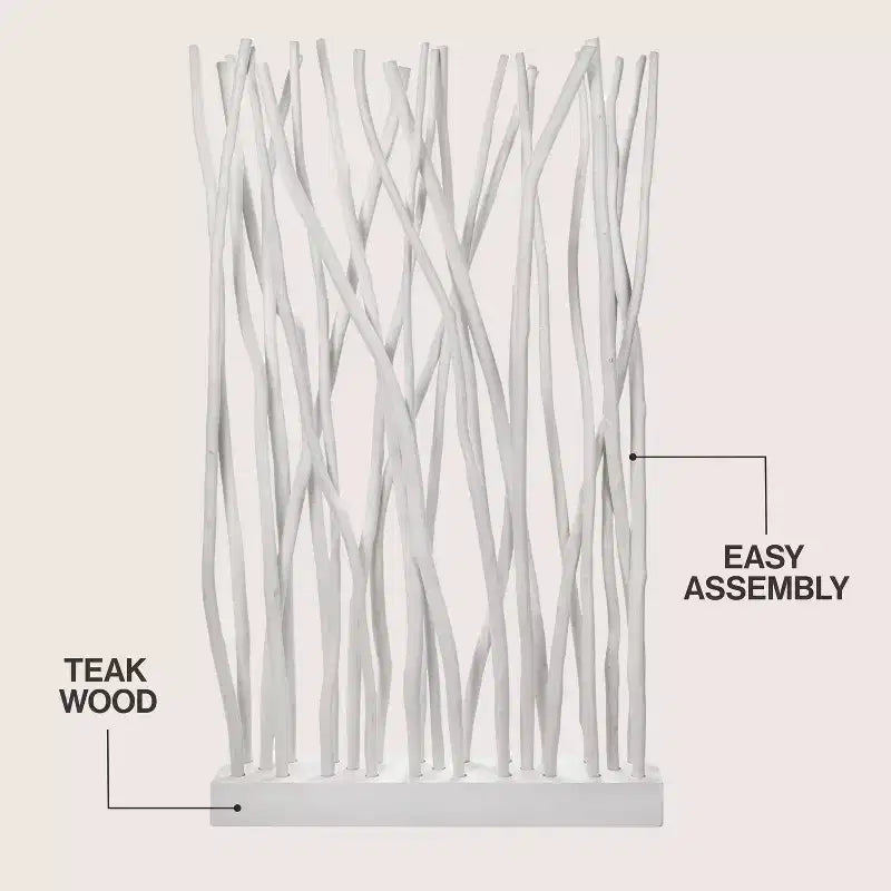 JONATHAN Y Tranquil 39W x 68H Coastal Bohemian Handcrafted Teak Branch Single Panel Room Divider – Image 12