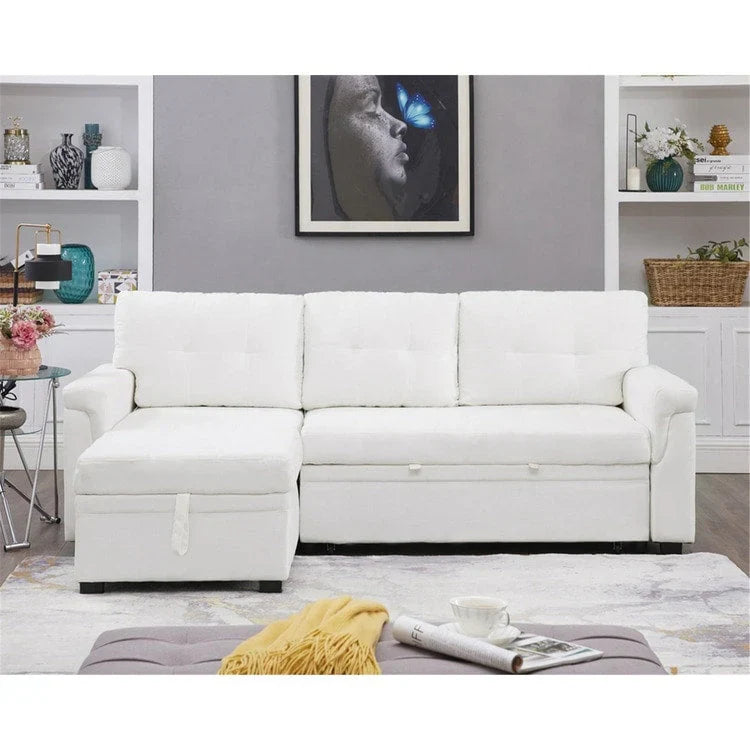 Convertible Reversible Sectional Sofa with Pull-Out Sleeper Bed, Hidden Storage Chaise, and Durable Legs – Image 59