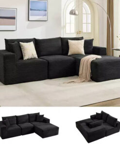 Alternative view of 108 Modern Sofa Couch, 3 Seater Upholstered L Shaped Sofa with Pillows, Deep Seat Sofa, No Assembly Required