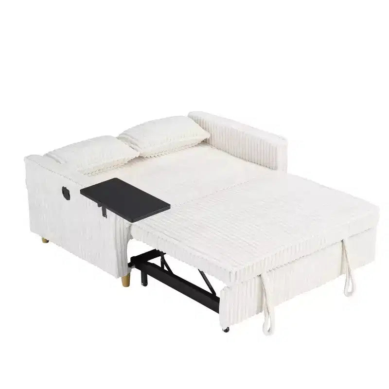 TUYOHW Space-Saving Convertible Sofa,Corduroy Sofa Bed with Movable Tabletop & USB Port,Multi-Functional Loveseat for Living Room – Image 10