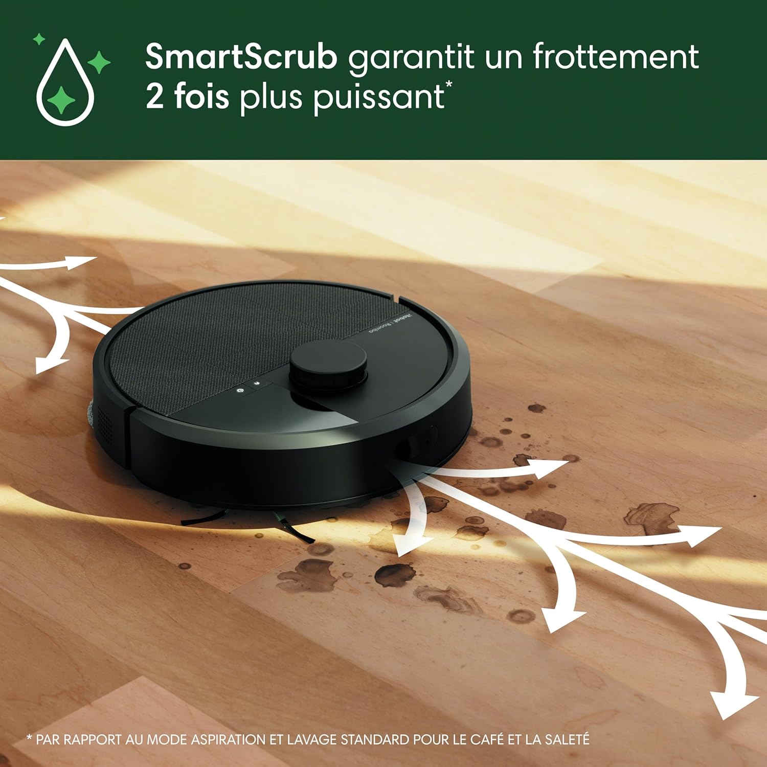 iRobot Roomba Plus 405 Combo Robot + AutoWash - Base Multifonction - Lavage et séchage des lingettes - LiDAR Clearview - 75 Jours d'autovidage - Double Lavage avec SmartScrub - Noir – Image 4