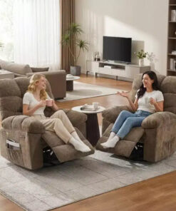 Alternative view of Massage Recliner Chair with Heat - 360 Swivel Rocker, Oversized Single Sofa w/ Vibration, USB & Storage Pockets for Living Room/Bedroom