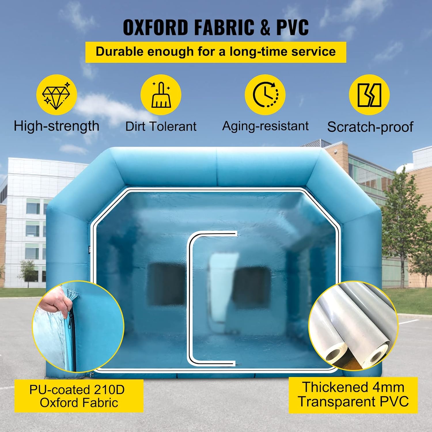 VEVOR Cabine de Peinture Gonflable, 8x4x3 m, Tente Peinture Gonflable Automobile en Tissu Oxford 210 D, avec 2 souffleurs puissants et système de Filtre à air, Station de Travail pour Garage, Atelier – Image 3