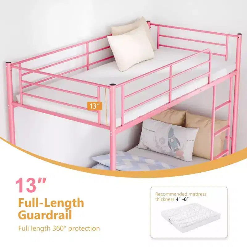 Karl Home Twin Over Twin Steel Bunk Bed Frame Ladder Bedroom Dorm Room for Kids Adult Children – Image 17