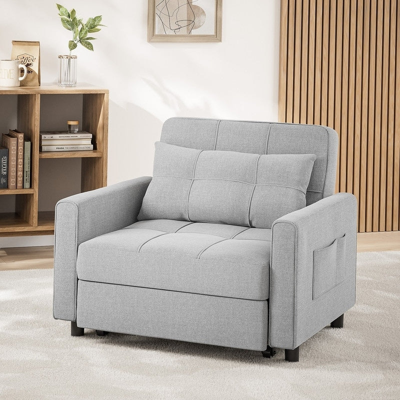 3-in-1 Adjustable Sleeper Sofa Bed, Pull Out Chair Sofa, Convertible Folding Bed for Living Room – Image 43