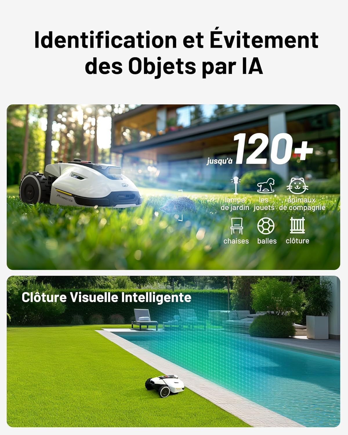MAMMOTION YUKA 2000 Robot Tondeuse sans Fil Périphérique, NetRTK+Vision, Aucune Antenne RTK Requise, Recommandé 2000 m², Max. 2400 m², Pelouse Semblable à Un Tapis, Disque de Coupe Double, Module 4G – Image 7