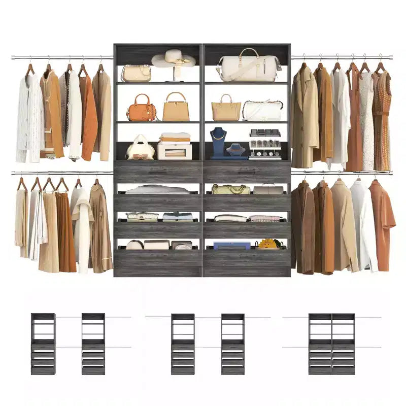 Besiost Closet System with 8 Wooden Drawers and 4 Hanging Rods – Image 14
