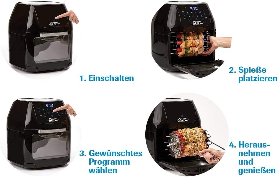 Mediashop Air Fryer Multi-Function - Friteuse à air chaud sans huile - 6 en 1 aussi comme tomates déshydratées, grillades, etc. - Jusqu'à 80 pour cent de graisse en moins - Noir – Image 5