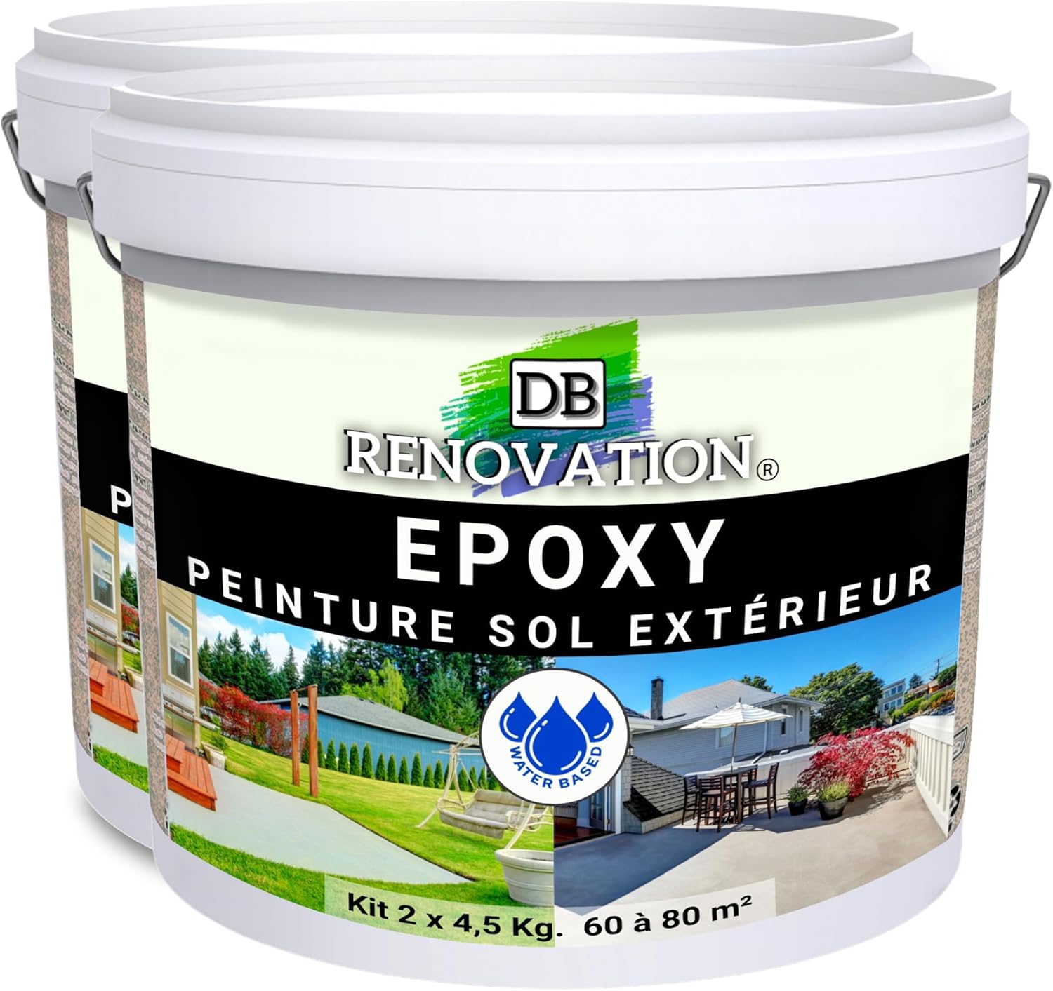 DB Rénovation Résine Epoxy Peinture sol Terrasse, balcon - Haute résistance Extérieur, Prêt à l'emploi - Gris fenêtre 9KG