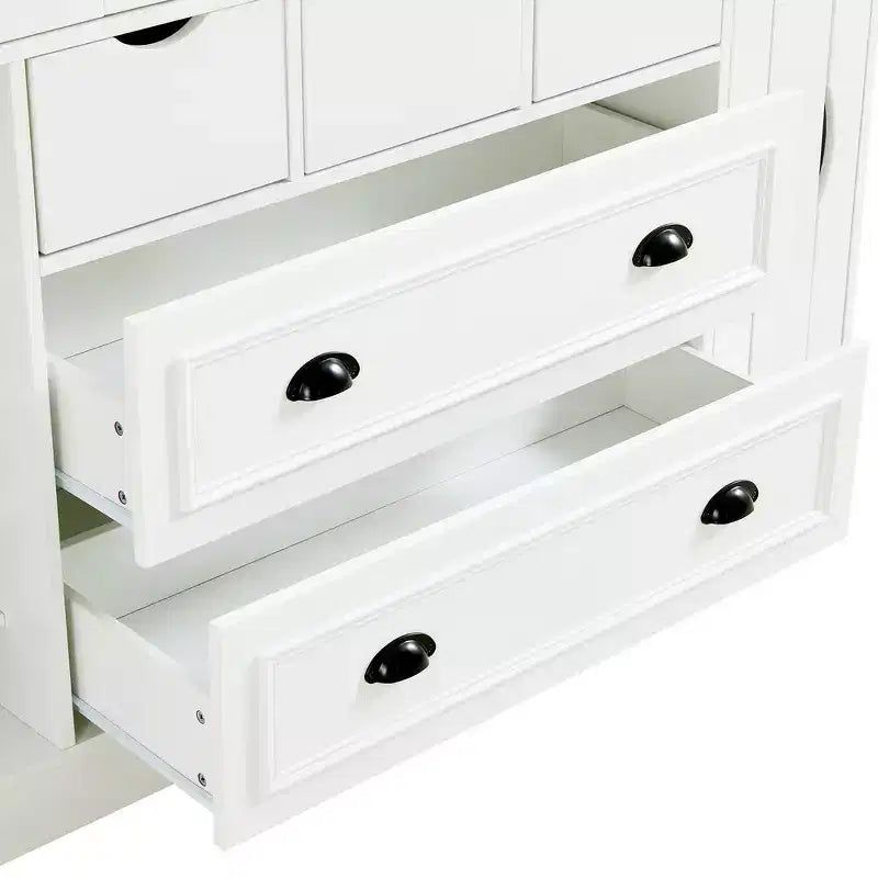 Whisen 71'' Tall Freestanding Kitchen Pantry, Large Dining Storage Cabinet Cupboard Sideboards With 4 Foldable Doors, Shelves, Wine Racks – Image 11