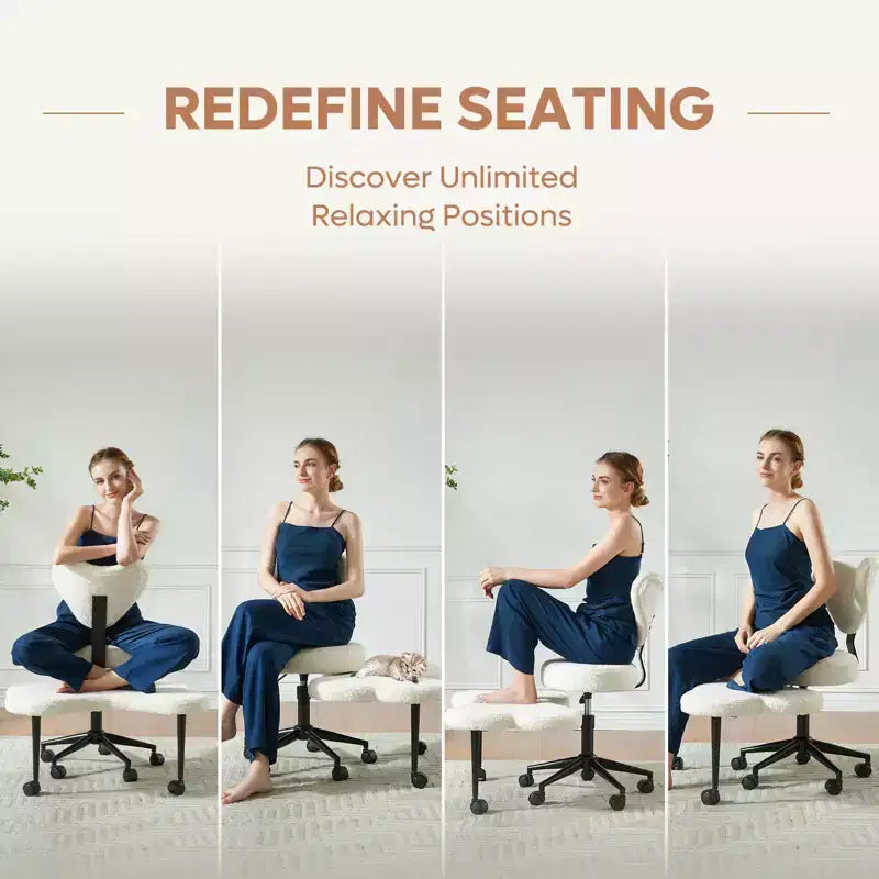 Pinmoco Ergonomic Criss Cross Office Chair, Height Adjustable Meditation Chair, 360 Swivel, Lumbar Support, Task and Office Chair, ADHD Chair – Image 14