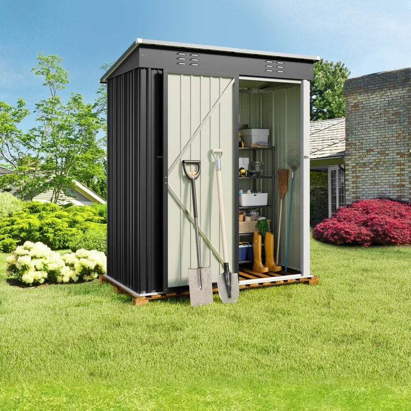 Outdoor Storage Metal Shed Garden Tool Shed with Lockable Door for Patio Furniture and Tools – Image 7