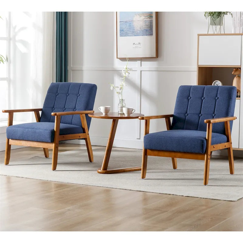 Mid Century Modern Accent Chairs Set of 2 with Side Table – Image 3