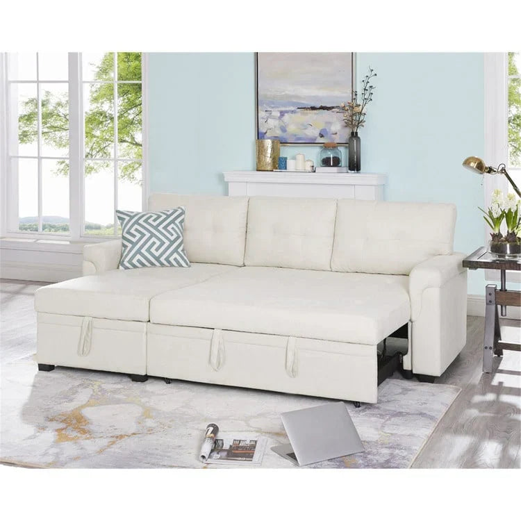 Convertible Reversible Sectional Sofa with Pull-Out Sleeper Bed, Hidden Storage Chaise, and Durable Legs – Image 50