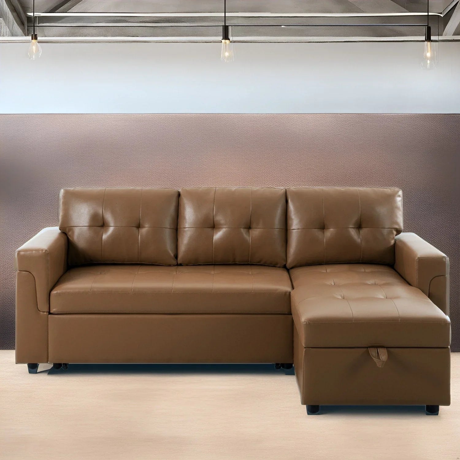 Convertible Reversible Sectional Sofa with Pull-Out Sleeper Bed, Hidden Storage Chaise, and Durable Legs – Image 13