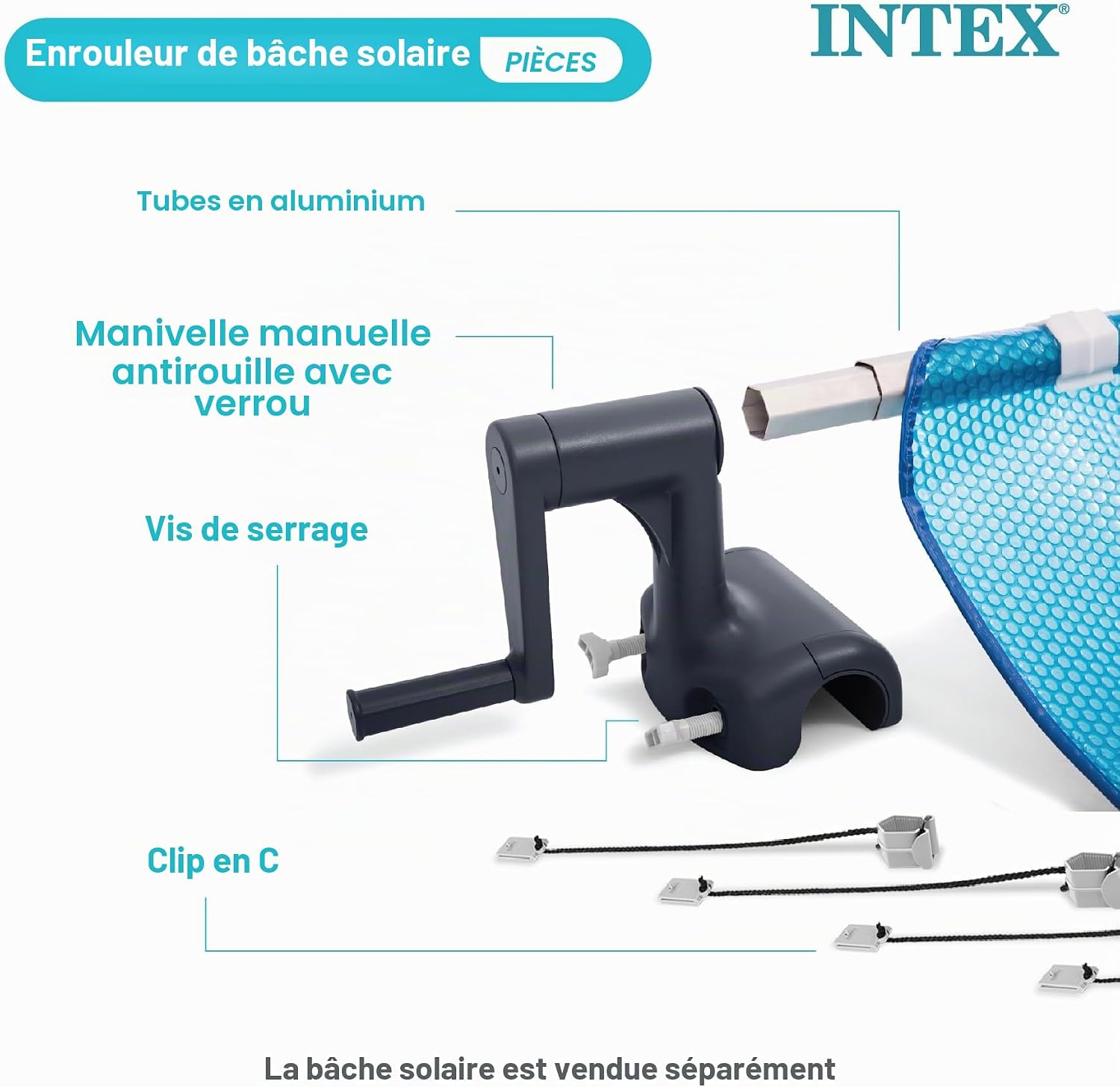 Intex Enrouleur bâche à Bulles pour Piscine rectangulaire de 2,74m à 4,88m – Image 7