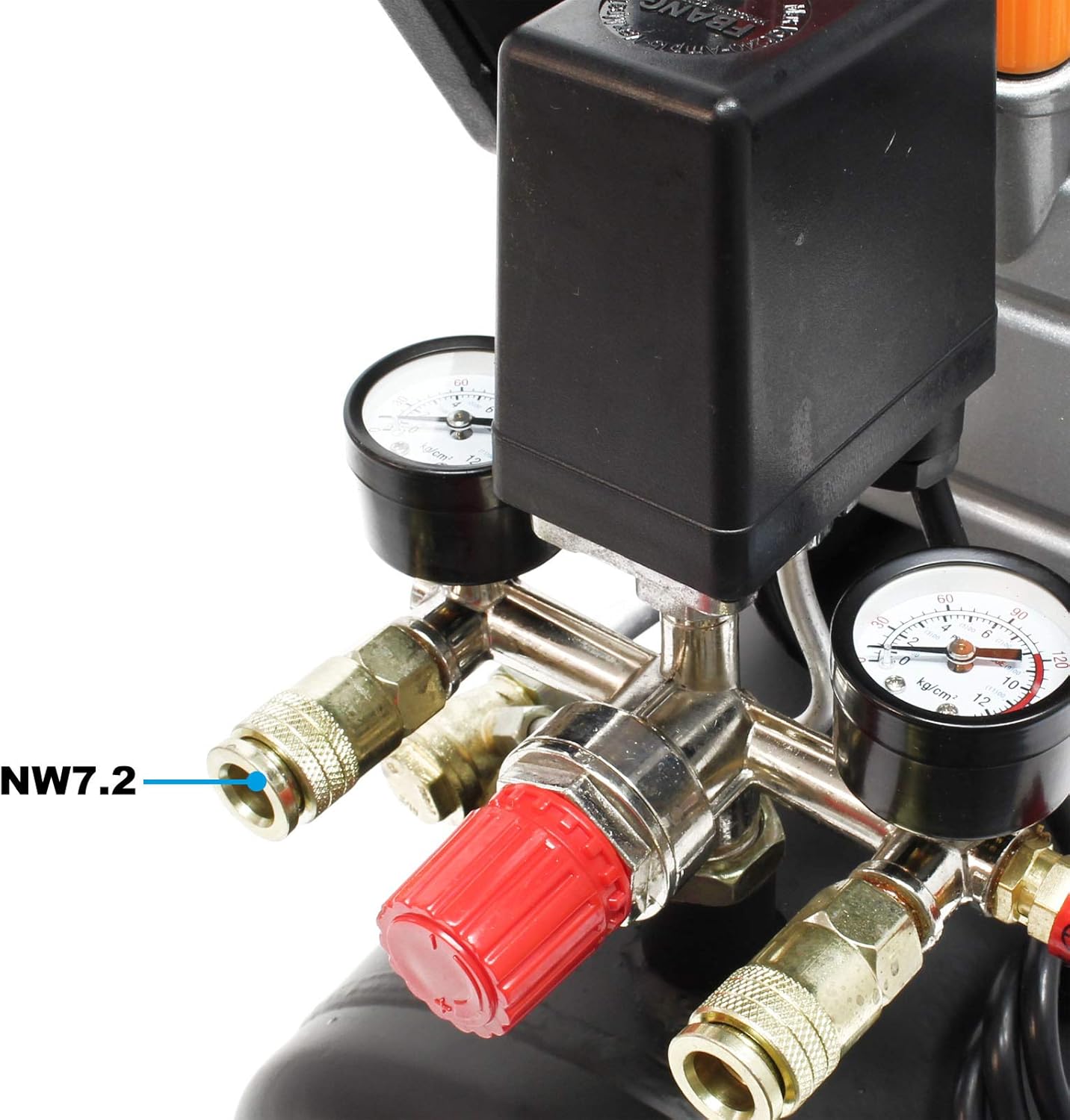 Wiltec Kit Compresseur d'air avec Réservoir de 24 l – 540 x 260 x 600 mm – 1100 W 1,5 CV – 206 l/min – Outil d’atelier Mobile avec Roues et Poignée – Avec 13 accessoires – Image 6