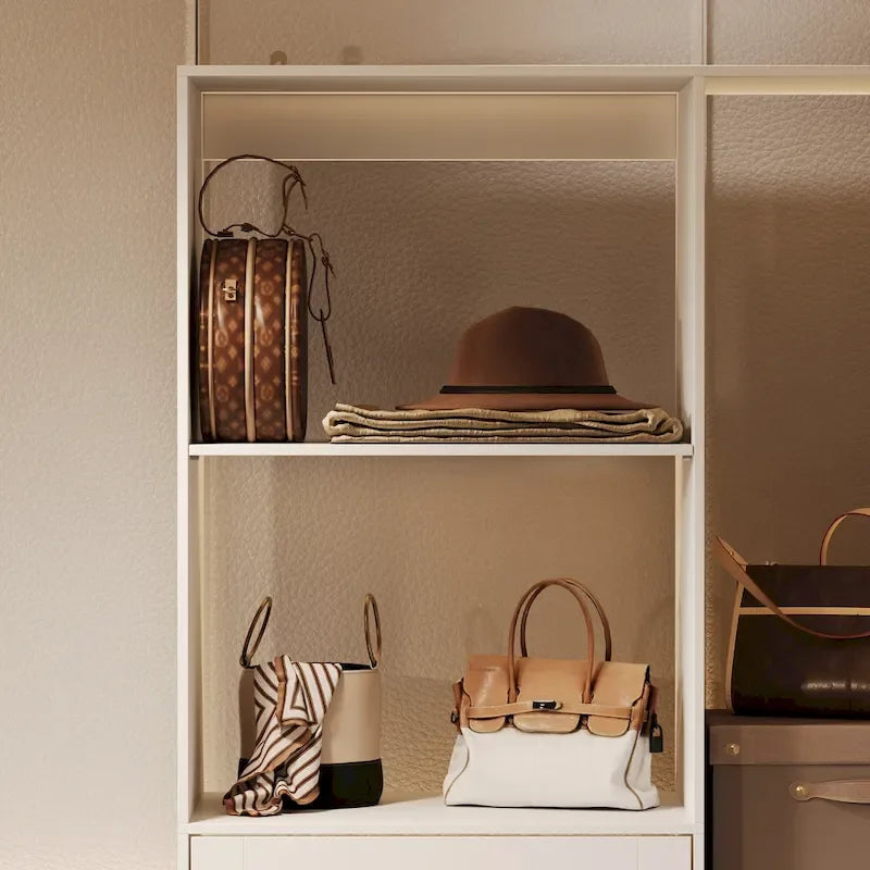 Corner Wardrobe Closet with 2 Hanging Rods, Pants Rack, and Shoe Storage Organizer Armoires – Image 7