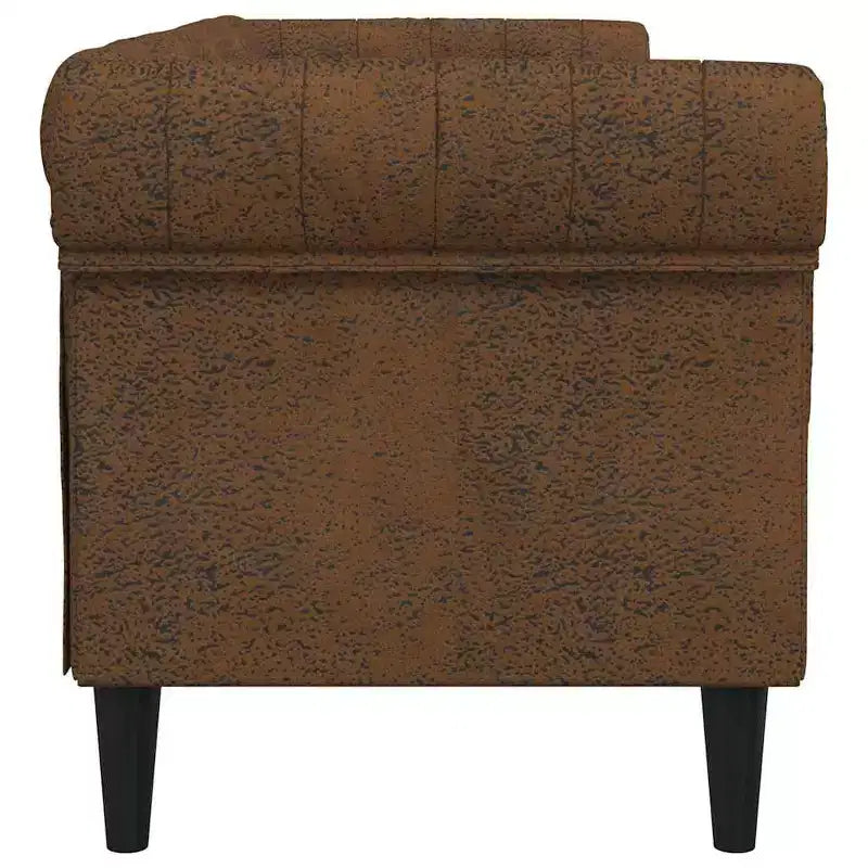 vidaXL 3-Seater Chesterfield Sofa - Brown Fabric Upholstered Living Room Settee - Stylish & Comfortable Furniture – Image 9