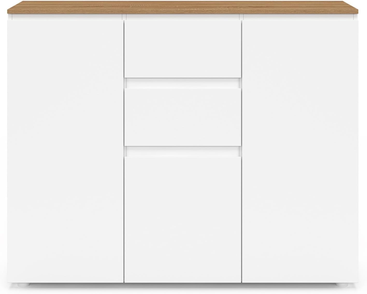 IDMarket - Buffet 100 cm Toby 3 Portes 2 tiroirs Blanc et Plateau Bois – Image 3
