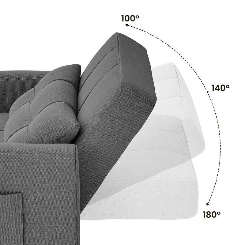 3-in-1 Adjustable Sleeper Sofa Bed, Pull Out Chair Sofa, Convertible Folding Bed for Living Room – Image 29