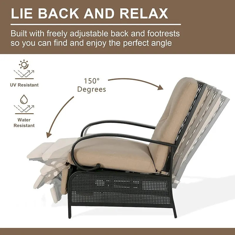 Adjustable Recliner Lounge Chair Patio Lounge Sofa with Cushion - 38 (D) x 26.5 (W) x 38.5 (H) INCH – Image 16