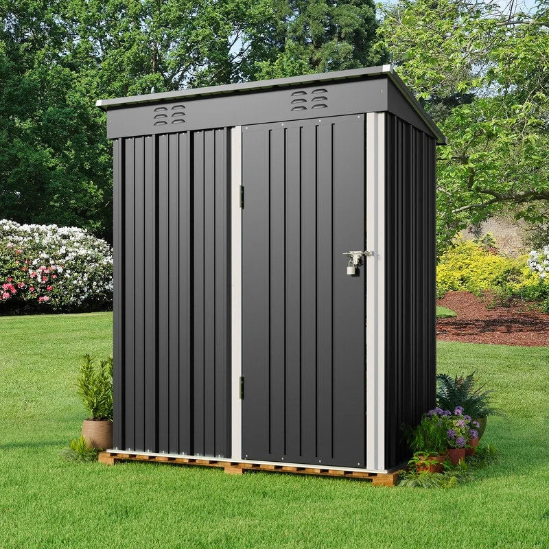 Outdoor Storage Metal Shed Garden Tool Shed with Lockable Door for Patio Furniture and Tools – Image 8