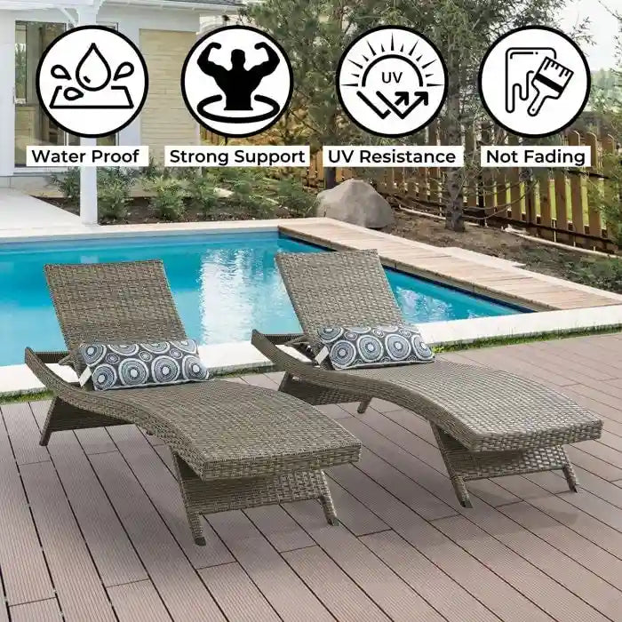 All Weather Wicker Chaise Lounge - Set of 2 – Image 9