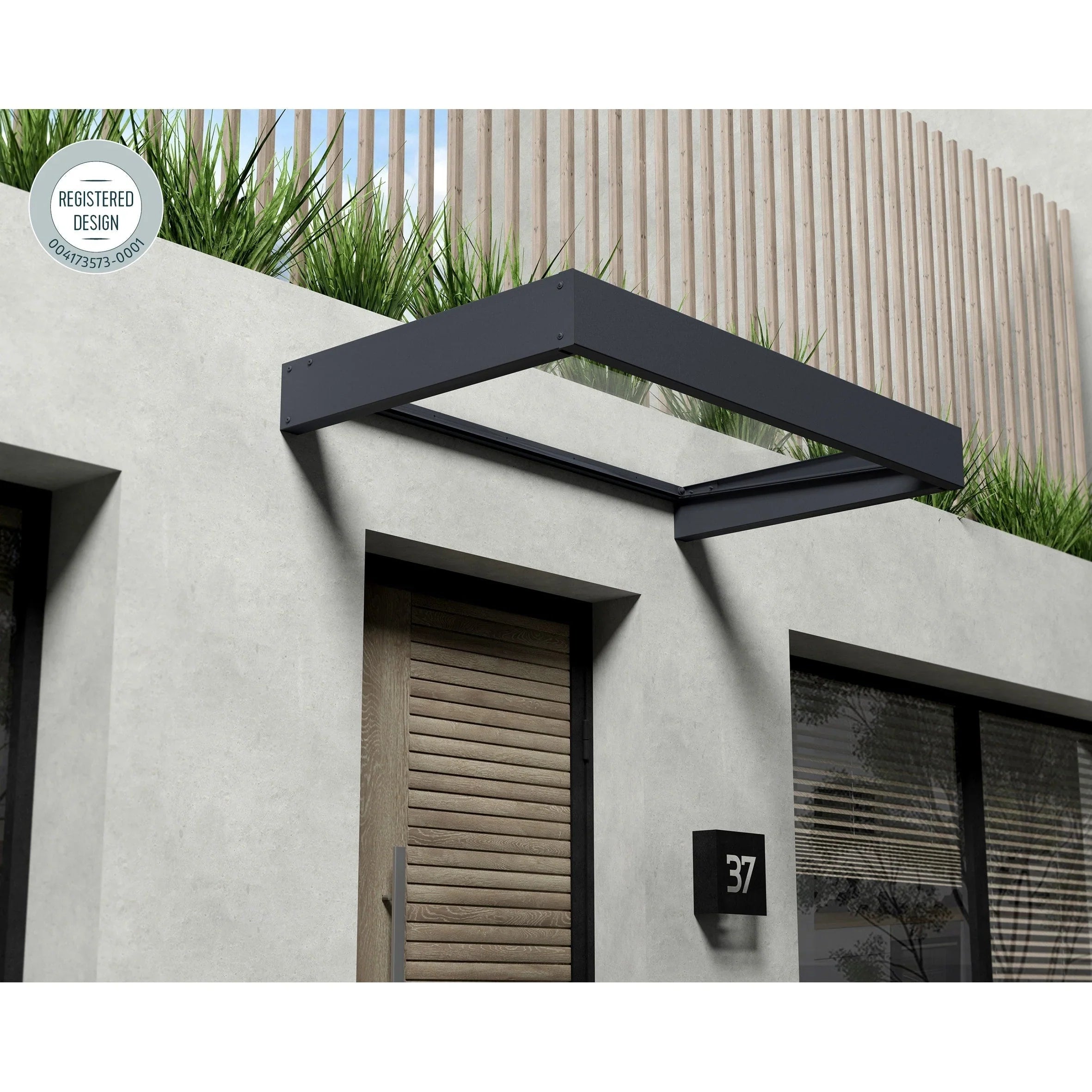 Sophia 3 ft. Grey Clear Door and Window Awning – Image 3
