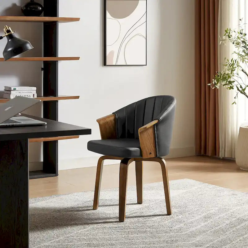 Bentwood and PU Swivel Dining Chairs (Set of 2) – Image 12