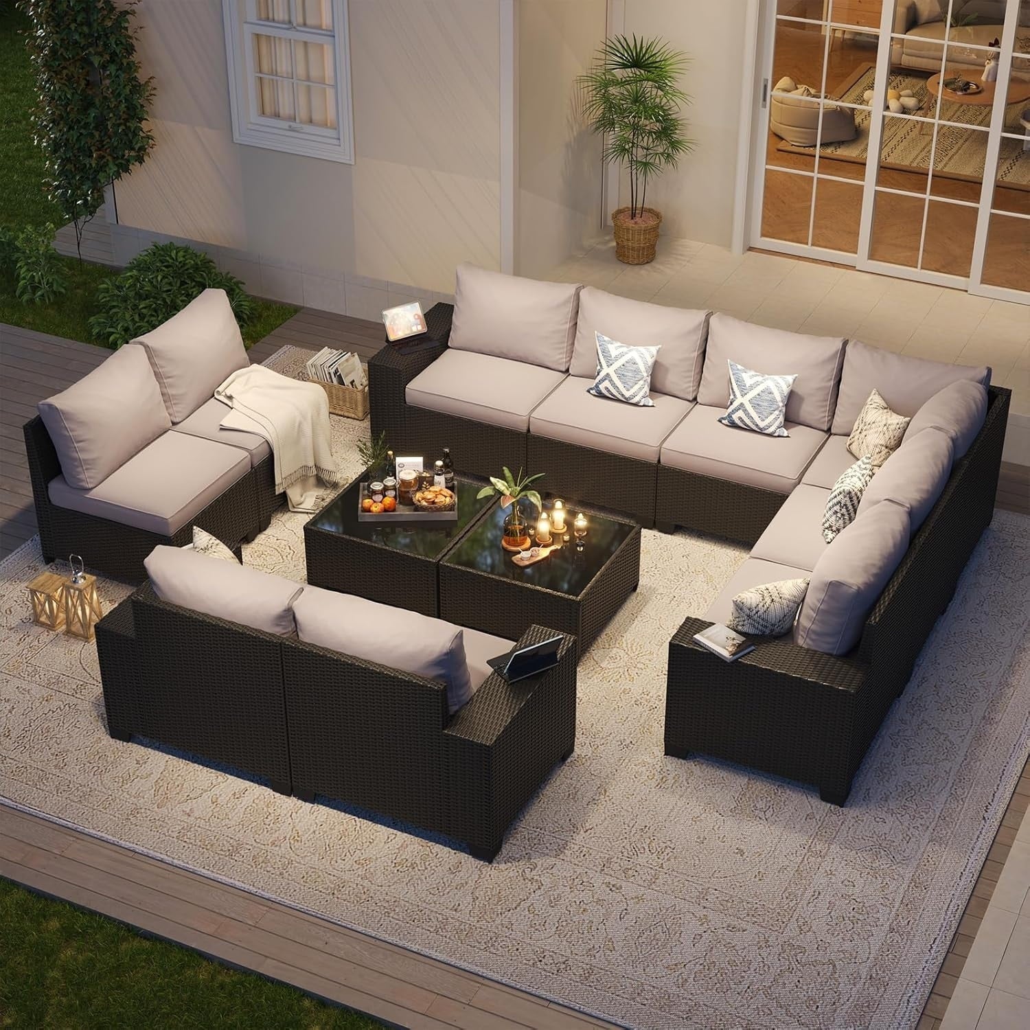 Outdoor Patio Furniture Sets with 4in Thicken Cushion – Image 40