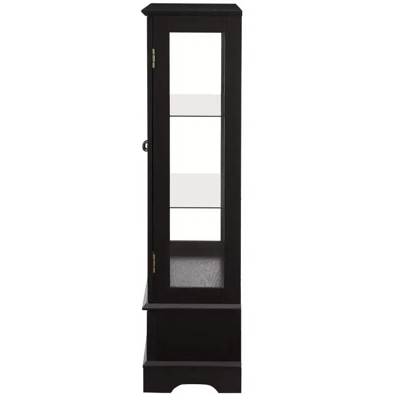 Lighted Glass Curio Cabinet with Adjustable Shelves - Elegant 2-Door Display Cabinet & Built-in Drawer, Includes Bulb – Image 18