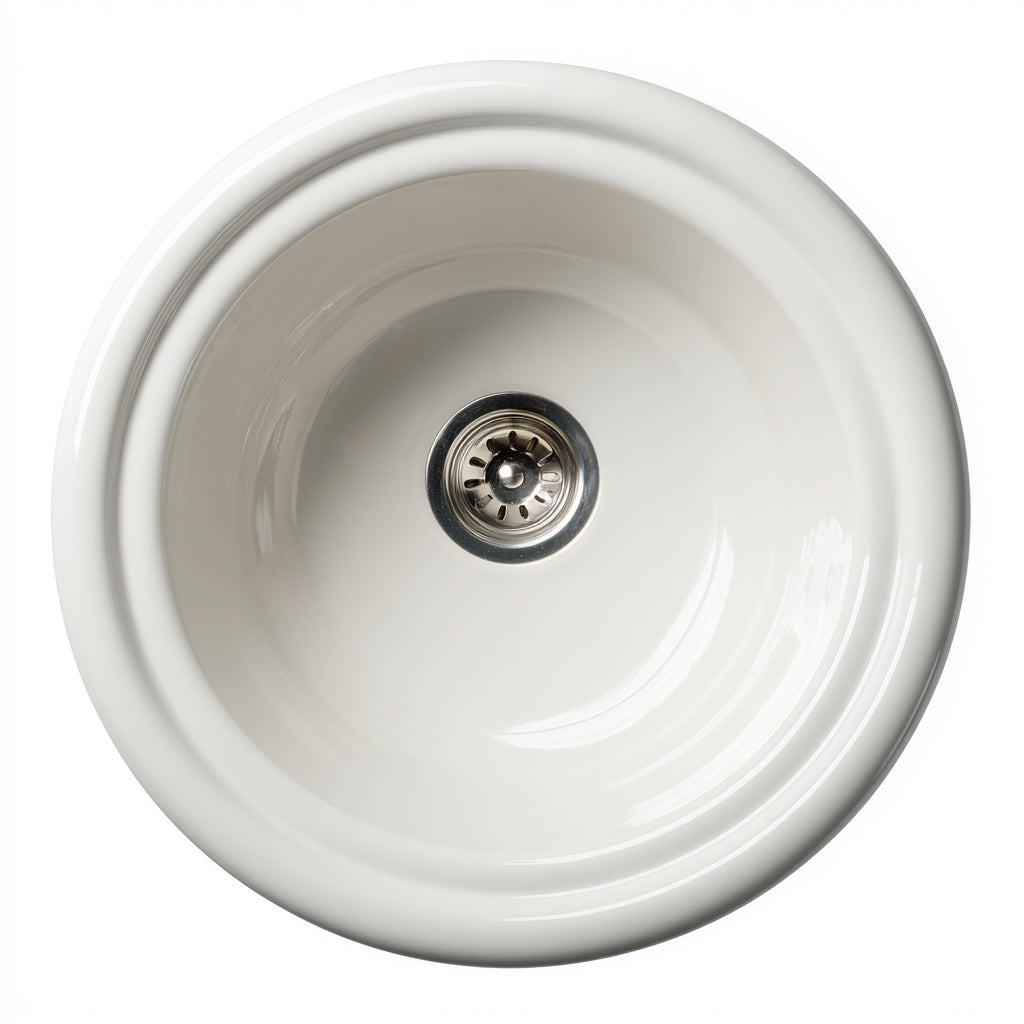 Lavabo vasque ronde en céramique 38x38x16 cm - blanc - style classique