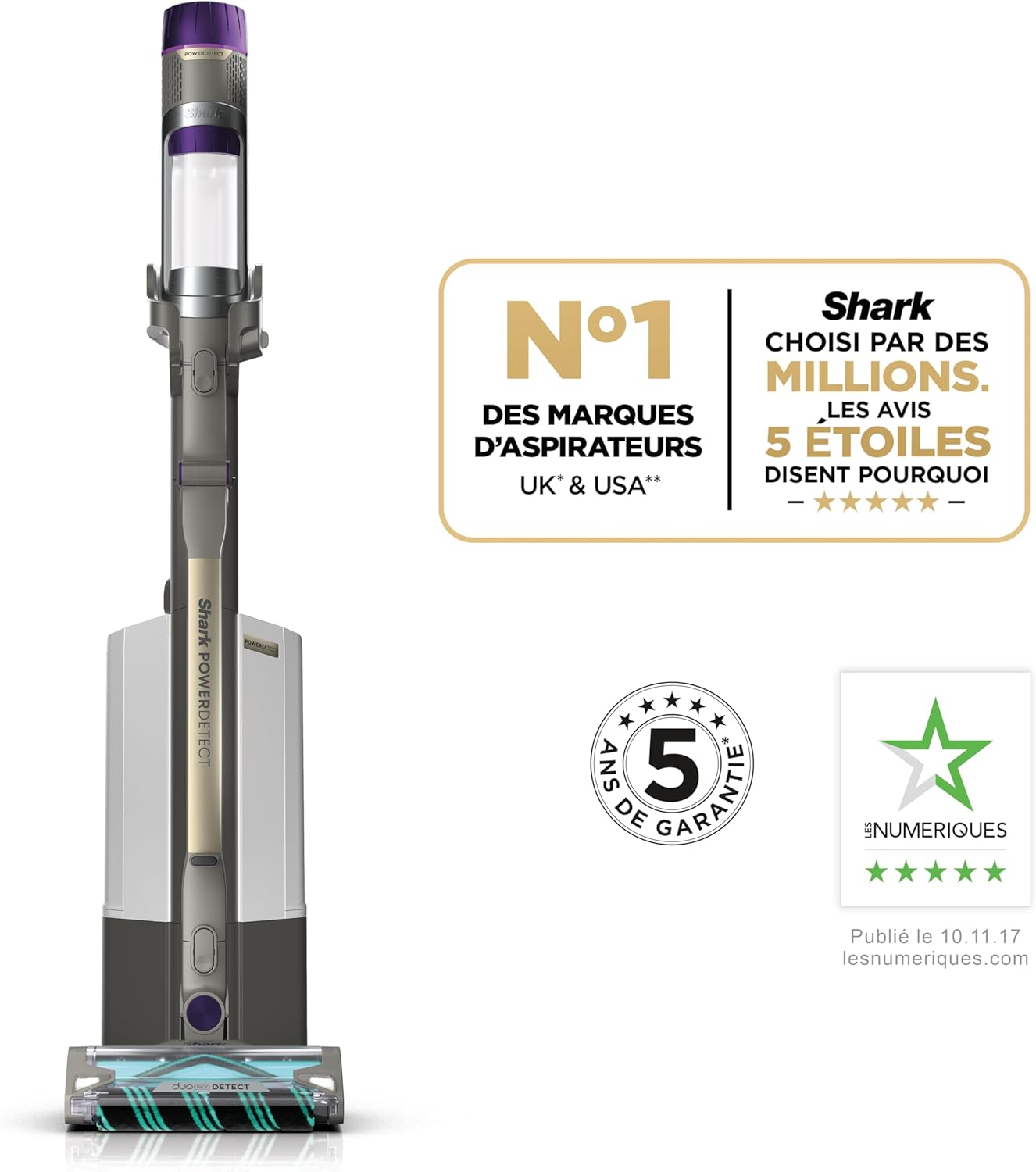 Shark aspirateur sans Fil PowerDetect Clean & Empty, DuoClean Detect, Reverse Clean, Base Auto-vidante 2 l, Anti-Hair Wrap Plus, autonomie 70 Min, léger, Access. Animaux/multisurface, Gris IP3251EUT – Image 2