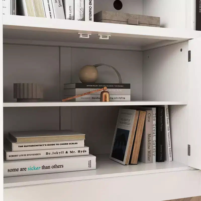 Famapy White Media Entertainment Center Large TV Stand with Storage Cabinets & LED Spotlights for Living Room – Image 13