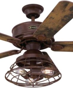 Alternative view of Westinghouse Lighting 7220540 Ventilateur de Plafond D'Intérieur Barnett de 122 cm en Bois Nu, Kit DÉclairage LED à Variateur avec Abat-Jour Cage, Télécommande Incluse