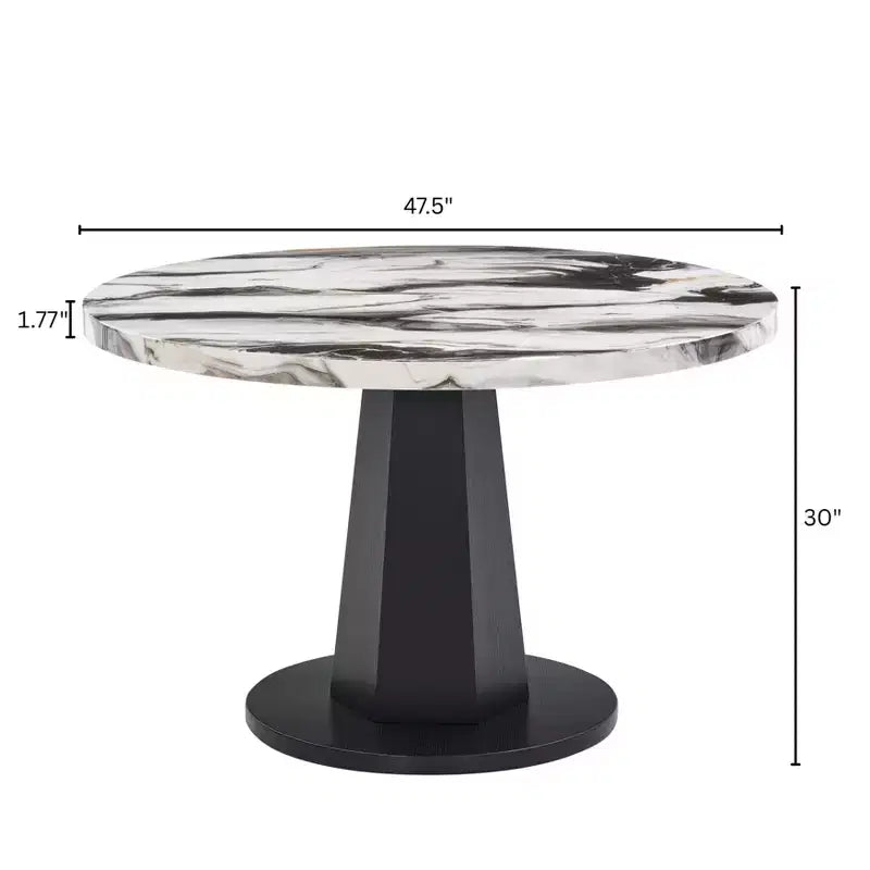Roundhill Furniture Cavira Modern Faux Marble Dining Table with Wood Pedestal Base – Image 10