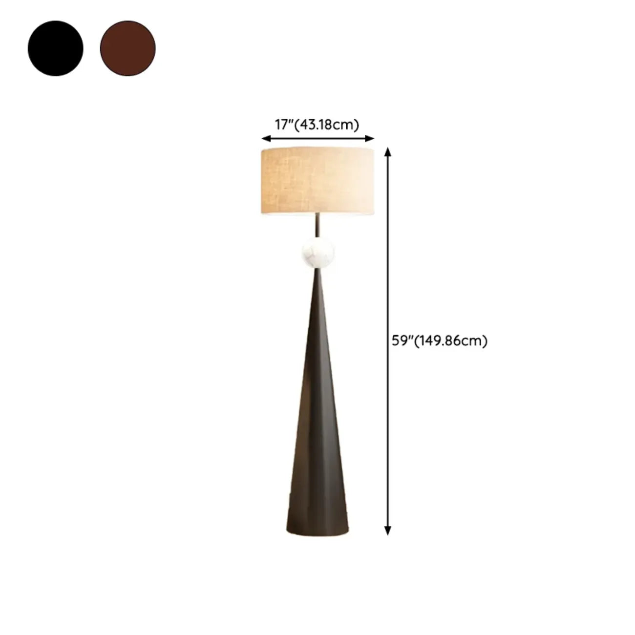 Contemporary Tapered Metal Floor Lamp Fabric Shade – Image 19