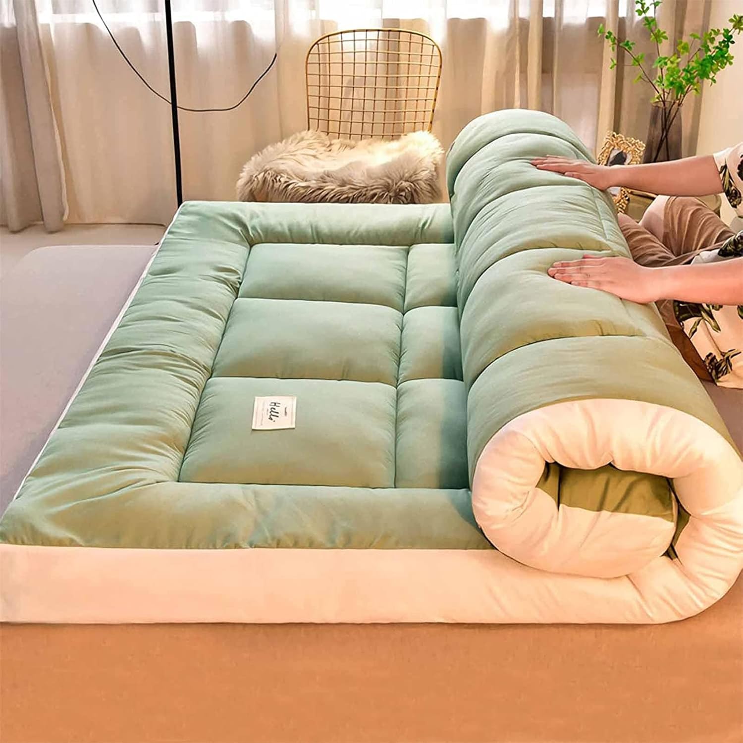 Matelas Futon Pliable épais, Matelas Tatami Japonais Enroulable pour Le Camping, Le Sommeil au Sol, Le Jeu des Enfants, Portable Durable Confortable